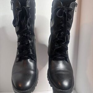 Coach Black Ankle Boots with Lace-Up Design